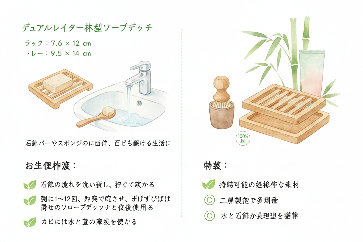 二層竹製ソープディッシュ